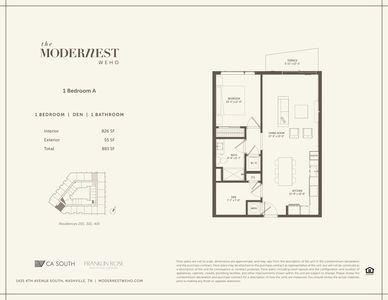 1 Bedroom Den Plan, Modernest WeHo