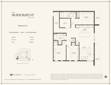 3 Bedroom Den Plan, Modernest WeHo