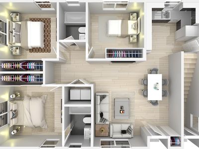 3Bd-2Ba Fourplex Plan, The Palmeras Estates